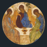 Holy Trinity Icon Rublev Byzantine Catholic Gift Classic Round Sticker<br><div class="desc">Holy Trinity - famous icon painted by Andrei Rublev</div>
