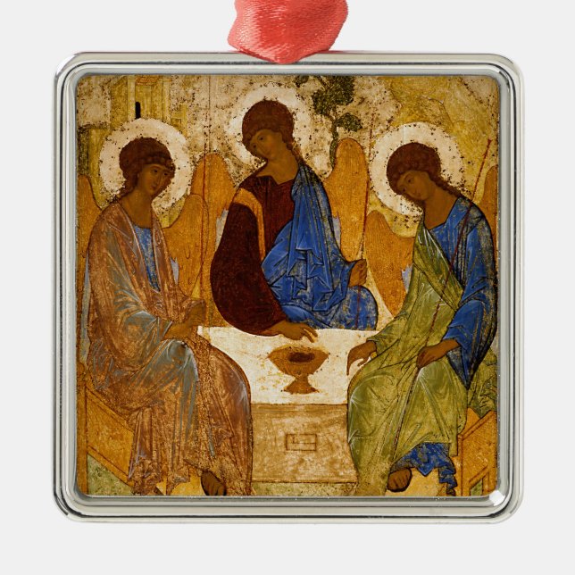 Holy Trinity Icon Rublev christmas  Metal Tree Decoration (Front)