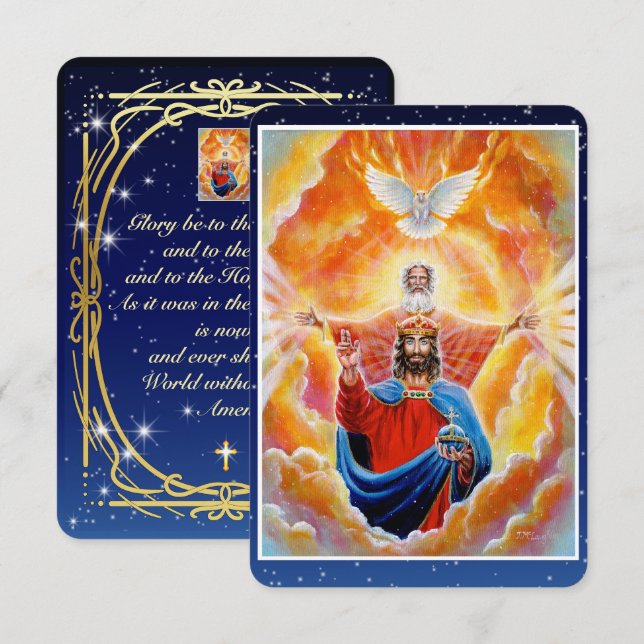 Holy Trinity in Glory Devotional Art Prayer Card  (Front/Back)