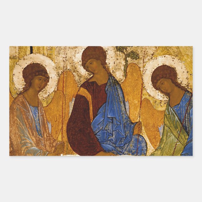 Holy Trinity Rublev Byzantine icon Rectangular Sticker (Front)