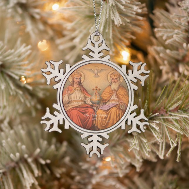 Holy Trinity Snowflake Pewter Christmas Ornament (Tree)