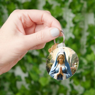 Holy Virgin Mary Praying at Garden #2 Key Ring