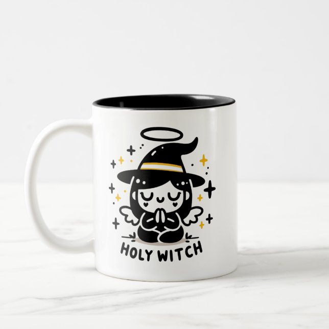 Holy Witch Praying Angel Halloween Mug | Two-Sided (Left)
