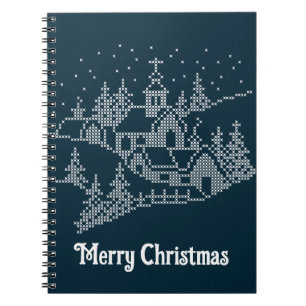 Holy xmas night in town, cross stitch pattern notebook