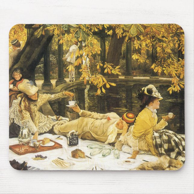 Holyday, the Picnic by James Tissot, Victorian Art Mouse Pad (Front)