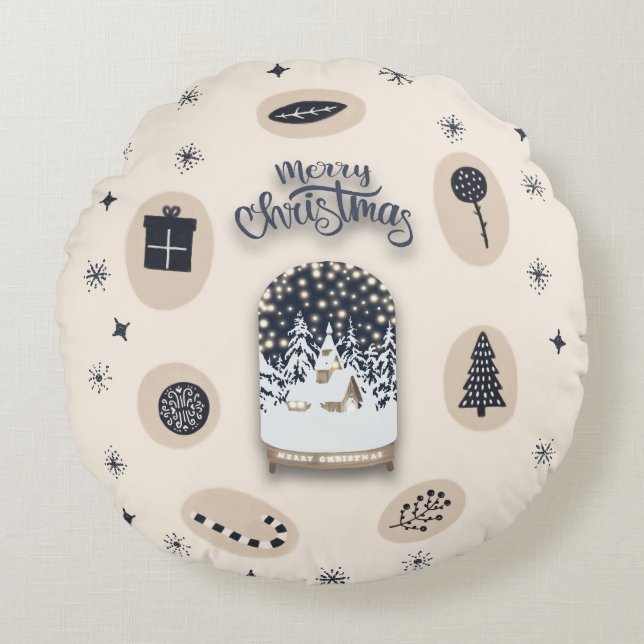 holydays_2_a bright Christmas_2 Round Cushion (Front)