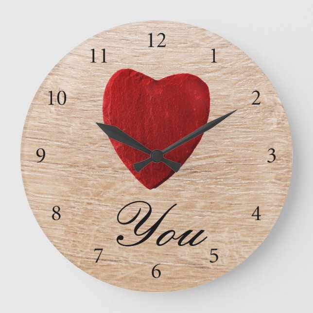 Holzhintergrund Love you Large Clock (Front)