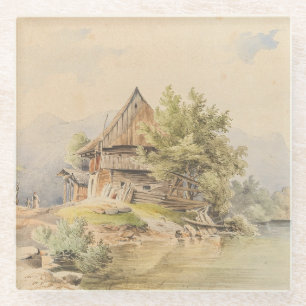 Holzhütte am See – Carl Lafite Glass Coaster