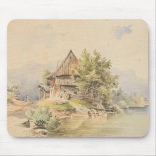 Holzhütte am See – Carl Lafite Mouse Pad