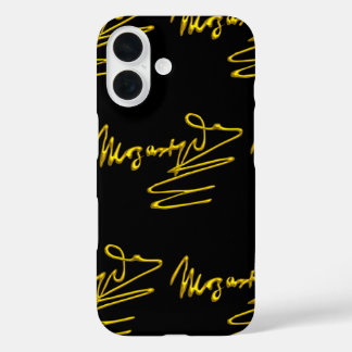 HOMAGE TO MOZART 3D Gold Signature Composer Black iPhone 16 Case