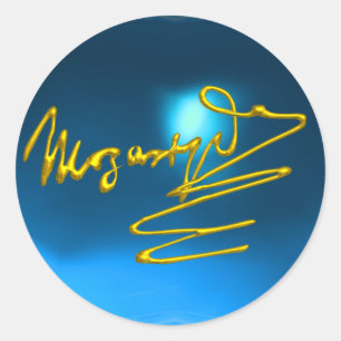 HOMAGE TO MOZART,blue sapphire Classic Round Sticker