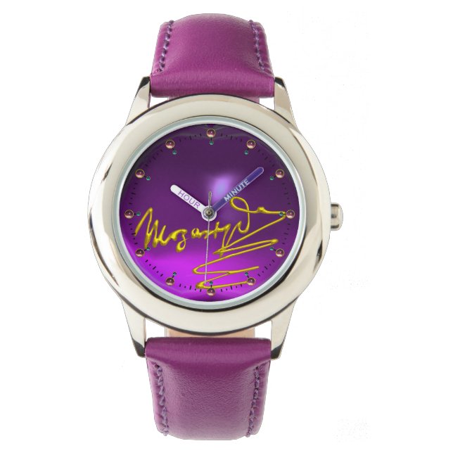 HOMAGE TO MOZART Composer 3D Gold Signature Purple Watch (Front)
