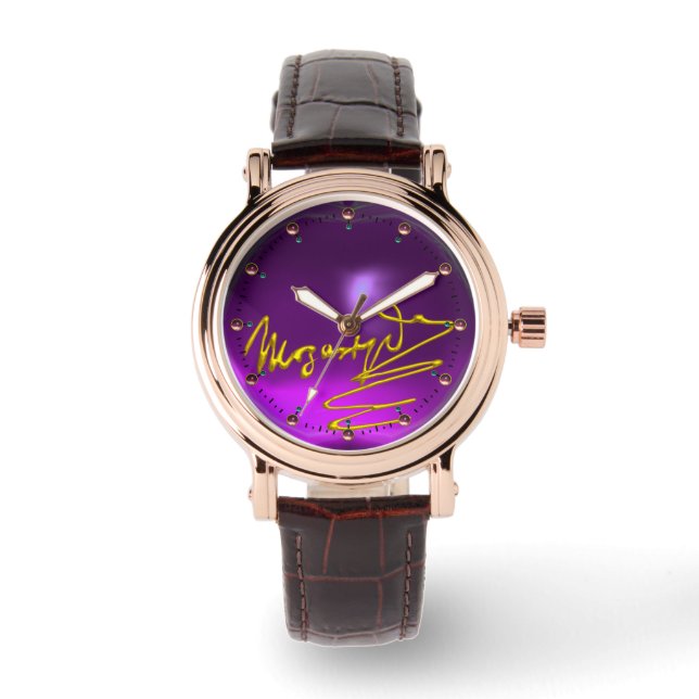 HOMAGE TO MOZART Composer 3D Gold Signature Purple Watch (Front)
