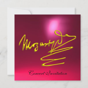 HOMAGE TO MOZART, GOLD RED  PINK  CONCERT INVITATION