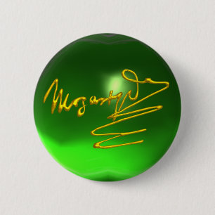 HOMAGE TO MOZART Gold Signature of Composer Green 6 Cm Round Badge