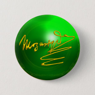 HOMAGE TO MOZART Gold Signature of Composer Green 6 Cm Round Badge