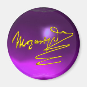 HOMAGE TO MOZART Gold Signature Of Composer Purple Magnet