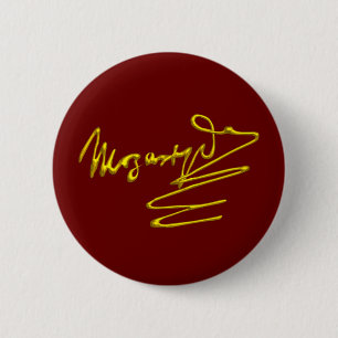 HOMAGE TO MOZART Gold Signature Of Composer Red 6 Cm Round Badge