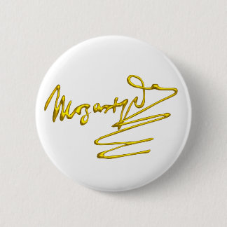 HOMAGE TO MOZART Gold Signature Of Composer White 6 Cm Round Badge