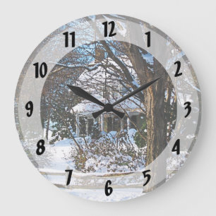 Home After the Snowstorm Large Clock