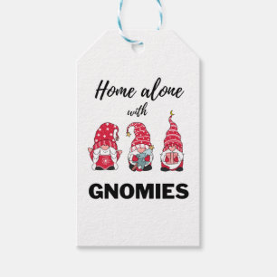 Home Alone with Gnomies Funny Christmas T-shirt Gift Tags
