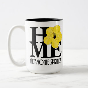 HOME Altamonte Springs Yellow Hibiscus 15oz Two-Tone Coffee Mug