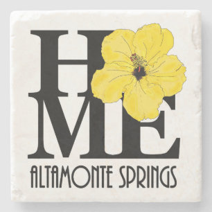 HOME Altamonte Springs Yellow Hibiscus Stone Coaster