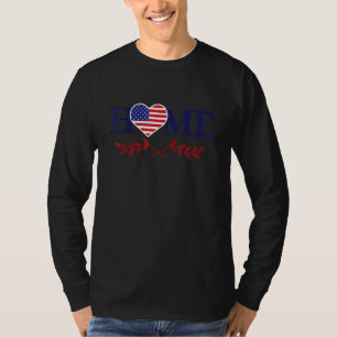 Home American Flag Heart Patriotic Usa Pride Cool  T-Shirt