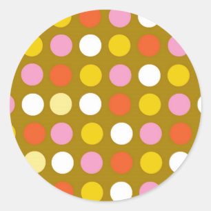 Home and business, bright colour polka dots. classic round sticker