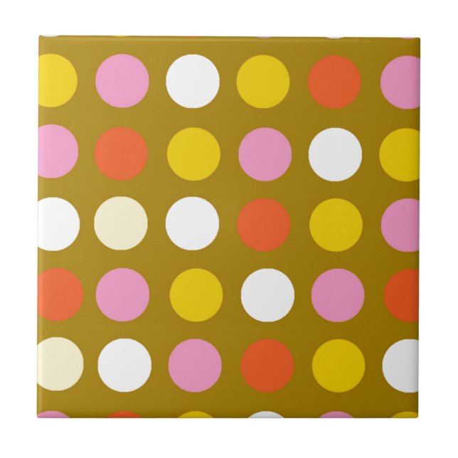 Home and business, bright colour polka dots. tile (Front)