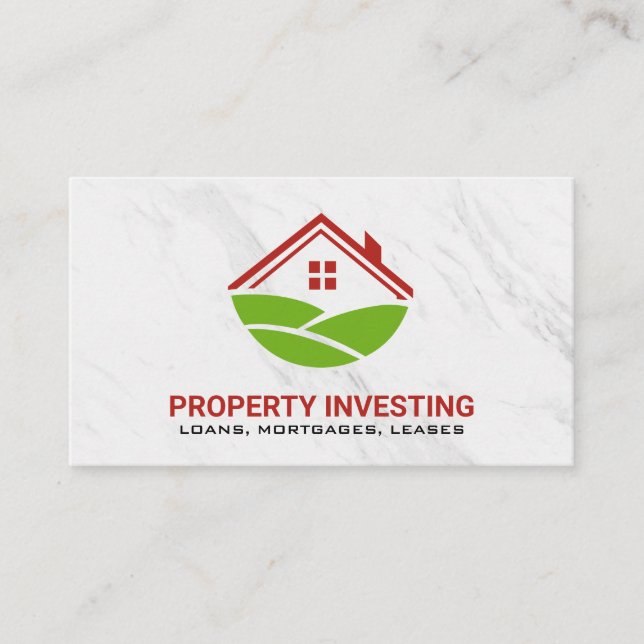 Home and Hills Icon | Real Estate Business Card (Front)