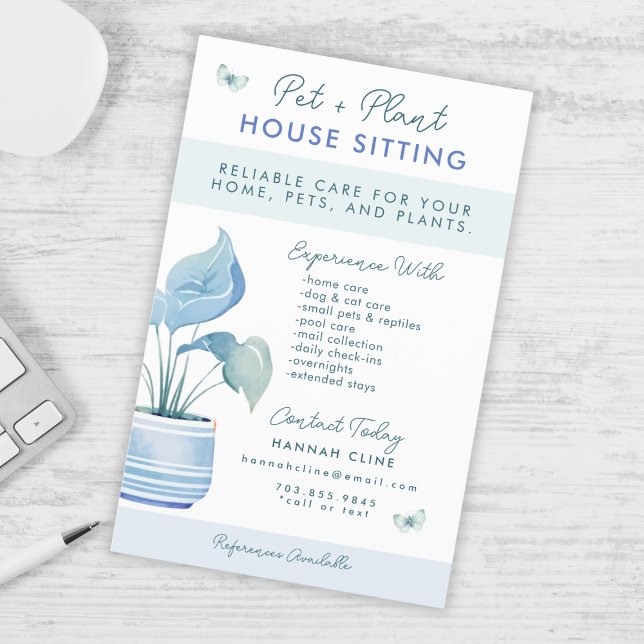 Home and Pet Sitting Cute Potted Plant Flyer (Creator Uploaded)