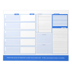 Home and Work Weekly Blue Desck Planner Notepad