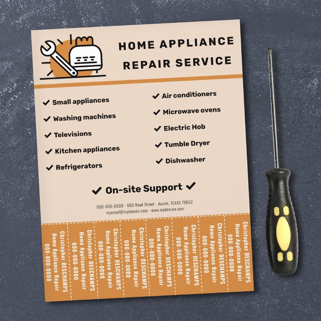 Home Appliances Repairs Tear Off Strips Flyer (Home Appliances Repairs Tear Off Strips Flyer)