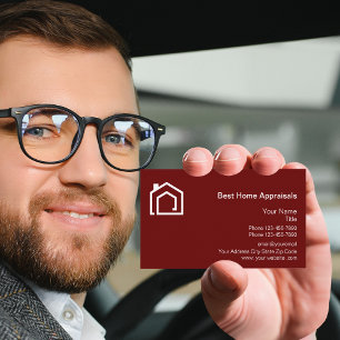 Home Appraisers Logo Template Red Business Cards