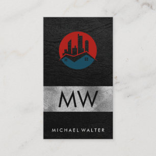 Home Architect Buildings Leather Business Card