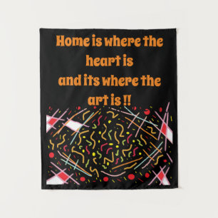 Home art message mixed colours on black tapestry