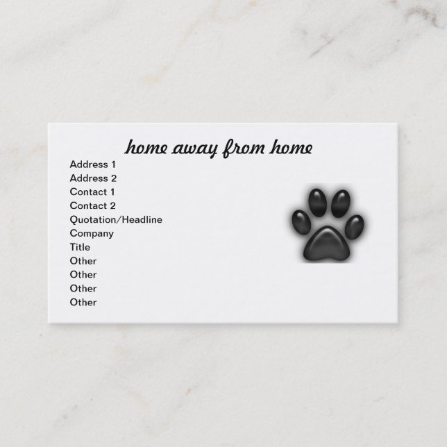 home away from home business card (Front)