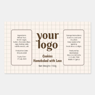 Home baked Cookies Logo and Ingredient Label