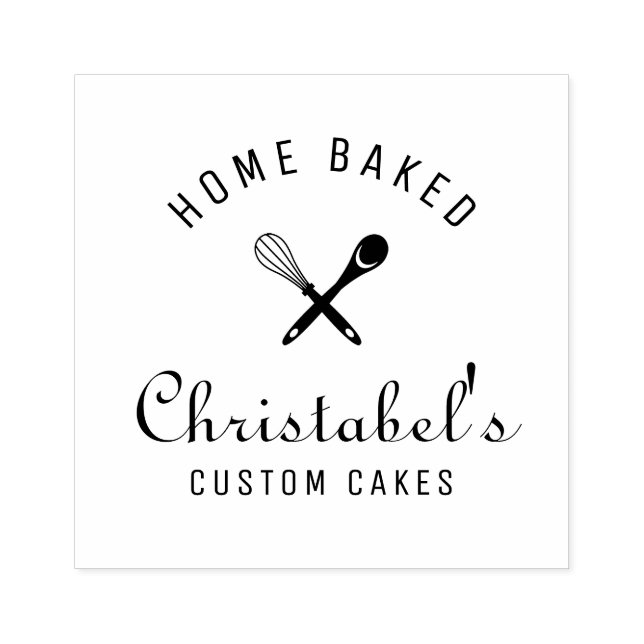 HOME BAKED | custom cakes bakery logo Rubber Stamp (Imprint)