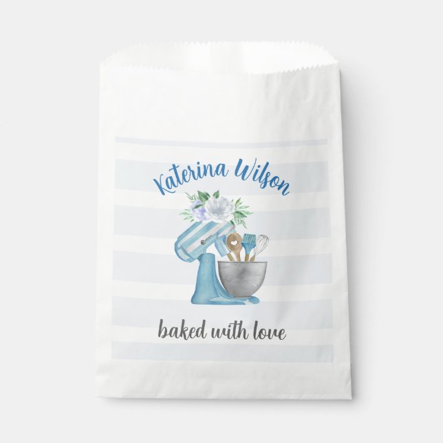 Home Bakery Blue Flower Mixer Favour Bags (Front)