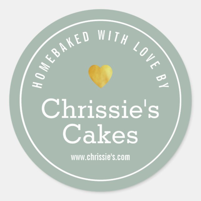 home bakery green white personalised classic round sticker (Front)