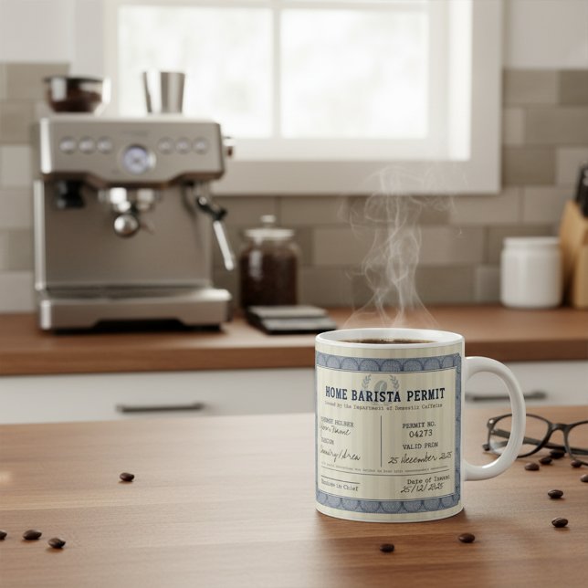 Home Barista Permit – Customizable Coffee Mug (Creator Uploaded)