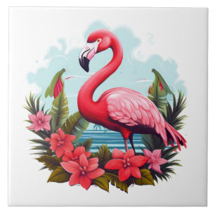 home beach pink flamingo lovers crafting business  tile