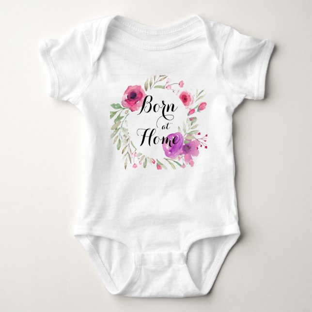 Home Birth Floral Baby Girl Bodysuit (Front)