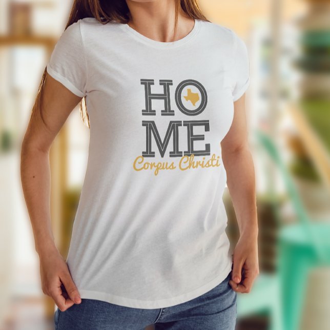 HOME - Bold Letters & Texas Shape Grey Yellow T-Shirt (Creator Uploaded)