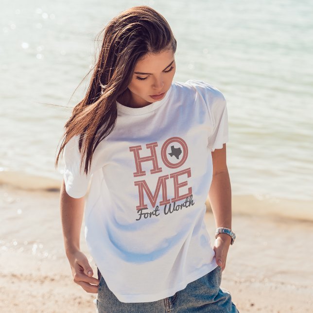 HOME - Bold Letters & Texas Shape Rose Pink Brown T-Shirt (Creator Uploaded)