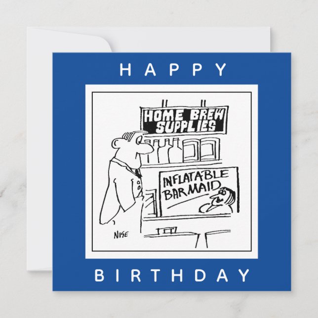 Home Brew Inflatable Barmaid Cartoon Card (Front)