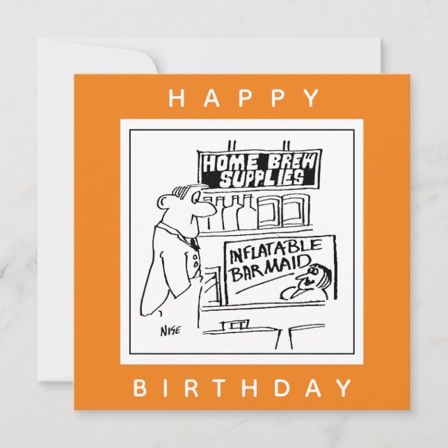 Home Brew Inflatable Barmaid Cartoon Card (Front)