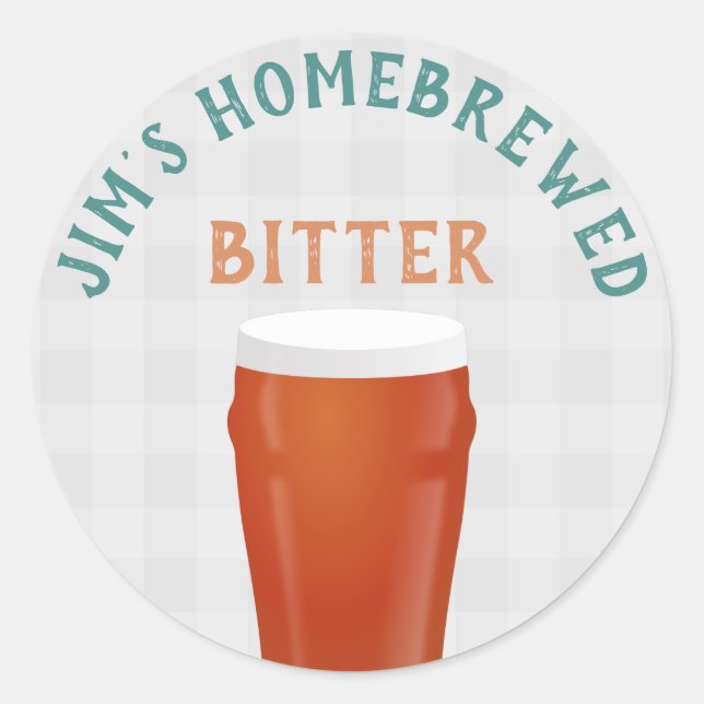 Home-brewed Bitter Classic Round Sticker (Front)